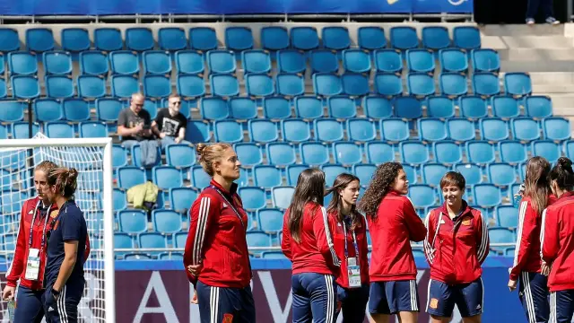 La selección española femenina de fútbol, en un entrenamiento.