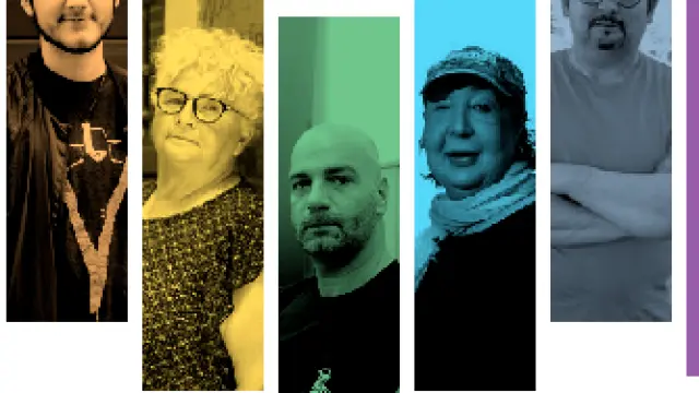 Aiden Saiz, Conchi Arnal, Juan Diego Ramos, Miryam Amaya y Pedro Roger, activistas del colectivo LGTB+
