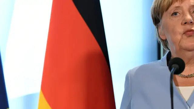 German Chancellor Angela Merkel attends a joint news conference with Dutch Prime Minister Mark Rutte in The Hague, Netherlands, August 22, 2019. REUTERS/Piroschka van de Wouw [[[REUTERS VOCENTO]]] CLIMATECHANGE-NETHERLANDS/GERMANY
