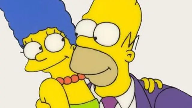 Homer Simpson y su esposa, protagonistas de la serie de animación.