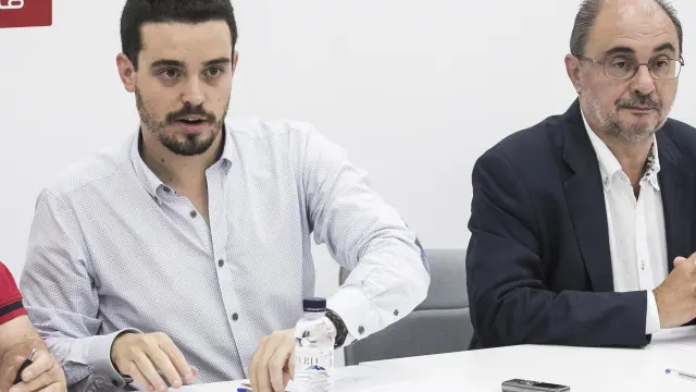 Vicente Guillén, Darío Villagrasa, Javier Lambán y Mayte Pérez, ayer en la ejecutiva del PSOE