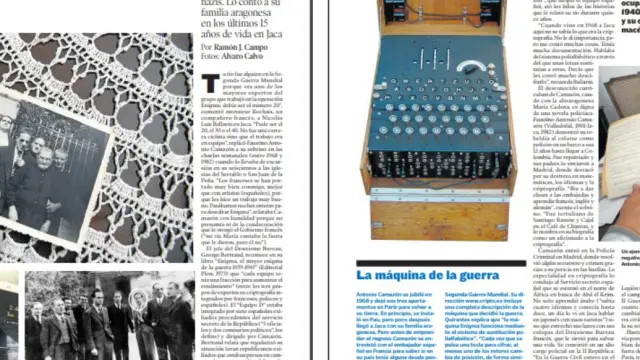 Reportaje sobre la máquina Enigma y Antonio Camazón publicado en Heraldo en 2008