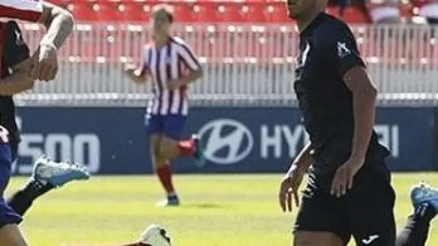 Darío, en un partido recientes del Atlético de Madrid B