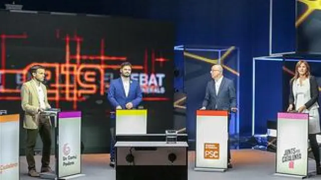 Los candidatos, durante el debate en TV3.