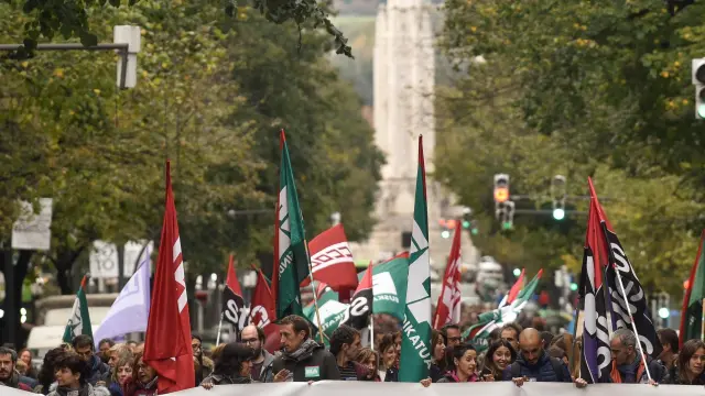 Profesores de la enseñanza concertada del País Vasco en una protesta esta semana, en Bilbao.
