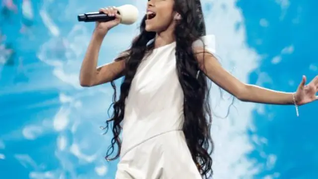 Melani, en uno de los ensayos de Eurovision Junior.