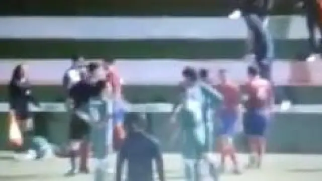 Un momento de la tangana en el partido entre el Chilegua y la UD Jandía.