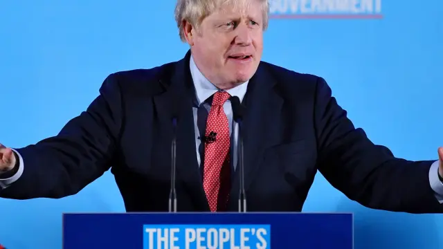 Britain's Prime Minister Boris Johnson speaks during a Conservative Party event following the results of the general election in London, Britain, December 13, 2019. REUTERS/Dylan Martinez [[[REUTERS VOCENTO]]] BRITAIN-ELECTION/