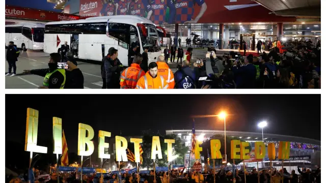 Protesta a las puertas del Camp Nou