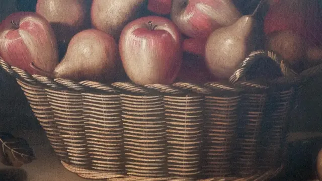 'Cesta con manzanas y peras', de Bernardo Polo, mide 47 por 74 centímetros