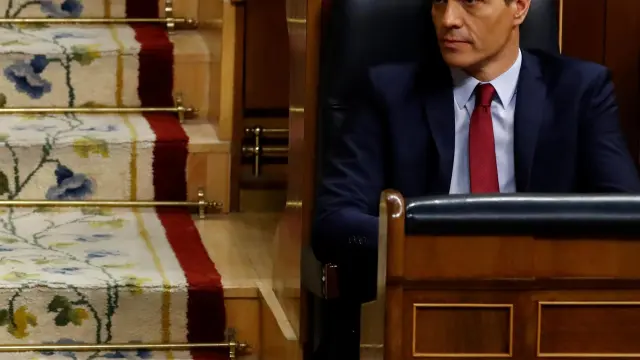 Pedro Sánchez, antes de la votación en la sesión de investidura que le ha dado la presidencia