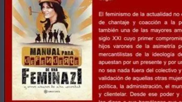 El anuncio de la presentación del libro de Cristina Seguí que ha sido retirado de la página web del Teatro Principal.