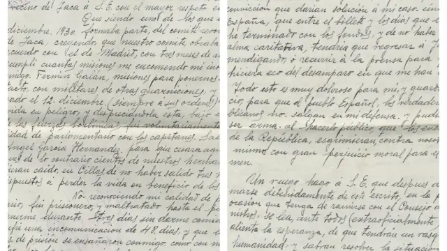 Carta de Antonio Beltrán, el Esquinazau, al presidente de la II República, Niceto Alcalá Zamora, en noviembre de 1932.