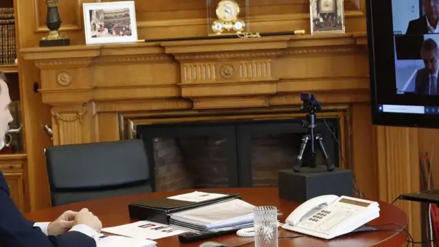 Felipe VI, en videoconferencia con representantes del Círculo de Economía.