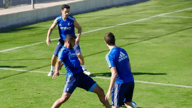 Luis Suárez y Linares, en un lance del entrenamiento de este sábado.