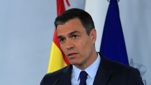 Pedro Sánchez, en la rueda de prensa tras la videoconferencia de presidentes.