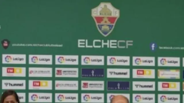 Imagen de la rueda de prensa que ofreció la directiva del Elche CF el pasado día 22 de julio, al poco de iniciarse con conflicto que sigue sin resolverse para la finalización de la competición en Segunda División.
