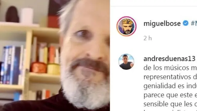 Una captura del vídeo difundido por Miguel Bosé en Instagram.