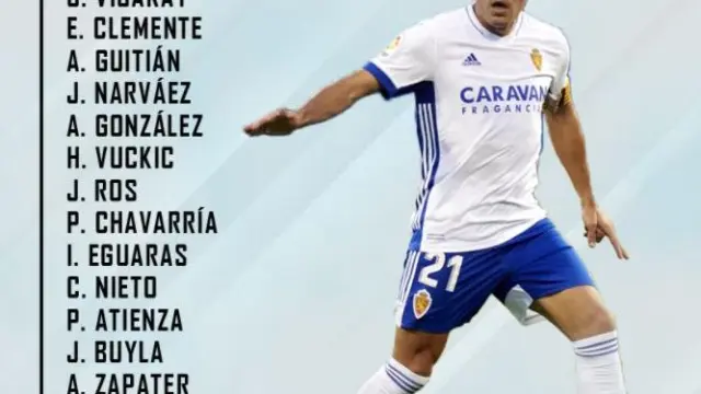 Los 21 convocados del Real Zaragoza para el último amistoso del verano, este sábado ante el Girona en La Romareda.