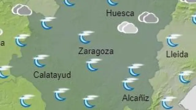 Mapa de Aragón con el tiempo de este sábado 3 de octubre