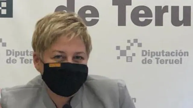 La diputada provincial Berta Zapater, durante la rueda de prensa sobre la banda ancha.