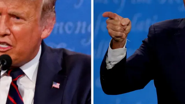 FILE PHOTO: A combination picture shows U.S. President Donald Trump and Democratic presidential nominee Joe Biden during the first 2020 presidential campaign debate, in Cleveland