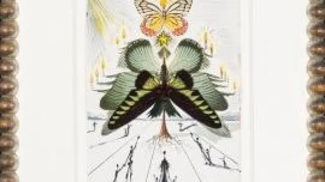 Acuarela de Dalí titulada 'Arbre de Noël-papillons', tarjeta de felicitación de 1953.