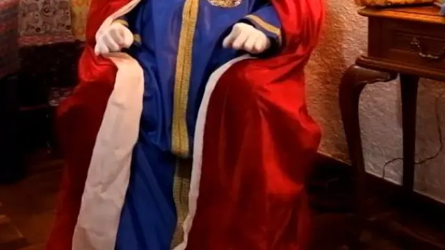 El rey Melchor, en un momento del vídeo que dirige a los niños turiasonenses.