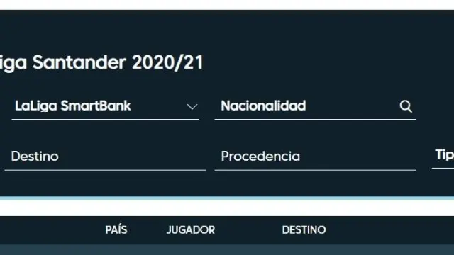 Momento en el que la LFP ha incluido en su página web, en el apartado de nuevos fichajes, a Francés como nuevo jugador del primer equipo del Real Zaragoza tras cambiar su ficha del filial.