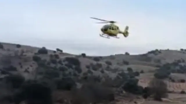 El cazador herido fue trasladado en helicóptero al hospital Miguel Servet de Zaragoza