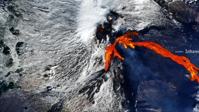 Ríos de lava se ven desde el espacio