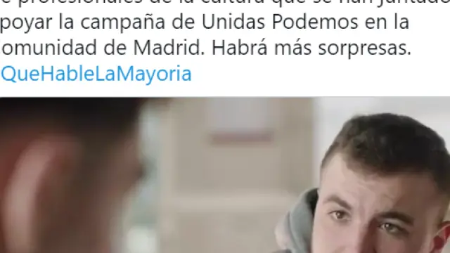 Captura de corto 'Tú decides', de Daniel Guzmán, en apoyo a la campaña de Unidas Podemos en la Comunidad de Madrid.