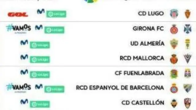Horarios y fechas de la 37ª jornada de Segunda División.