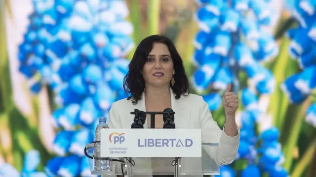 Isabel Díaz Ayuso, durante un acto de campaña del PP en Leganés este martes