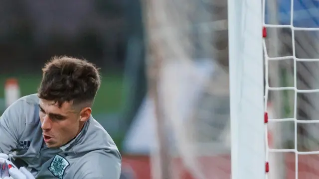 El portero del Chelsea FC Kepa Arrizabalaga en un entrenamiento con la selección española.