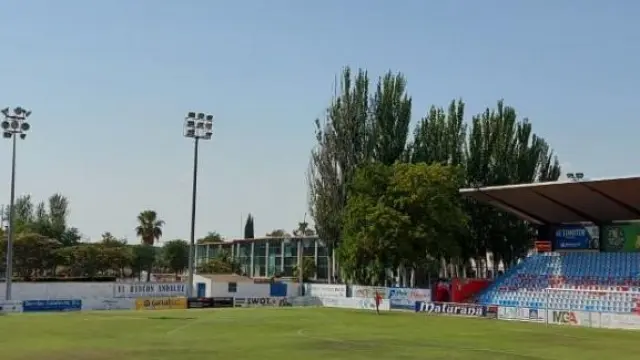 Campo de La Planilla de Calahorra (La Rioja), donde el Real Zaragoza juega este martes su primer amistoso de pretemporada.