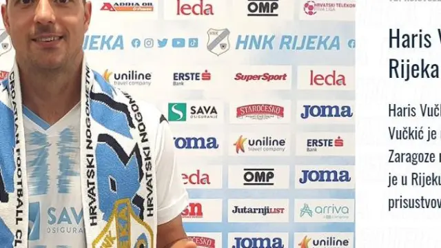 Vuckic, en la página web del Rijeka tras anunciarse su contratación por el club croata y su adiós al Real Zaragoza.