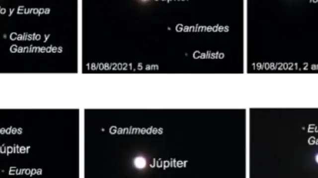 Fotografías de Júpiter y sus lunas obtenidas desde el mismo punto en Vera (Almería)