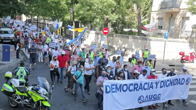 Manifestación de guardias civiles en Madrid para pedir mejoras en sus condiciones.