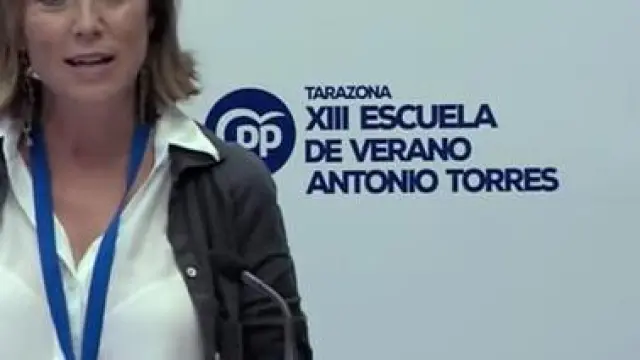 Cuca Gamarra, este sábado durante su intervención en la Escuela de Verano del PP aragonés