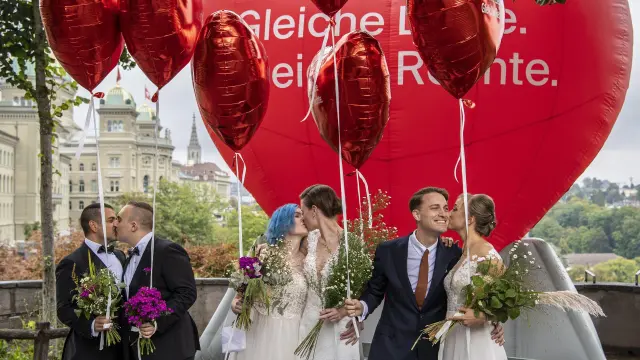 Integrantes de la organización 'Operación Libero' por "el matrimonio para todos". SWITZERLAND REFERENDUM