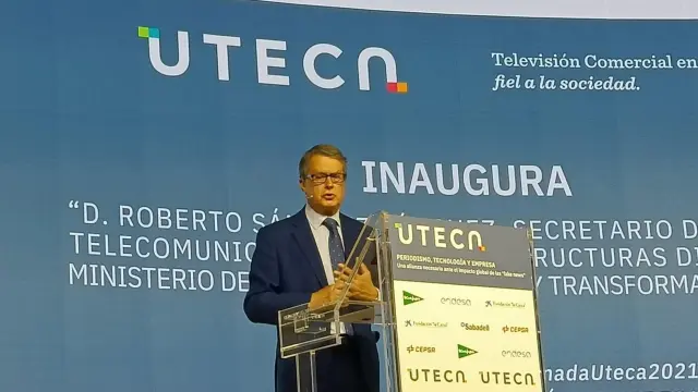 El secretario de Estado de Telecomunicaciones e Infraestructuras Digitales, Roberto Sánchez, interviene en la jornada anual de Uteca