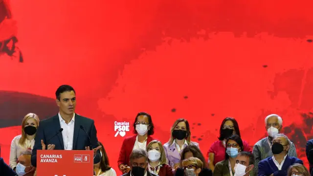 El presidente del Gobierno Pedro Sánchez, en el 14 Congreso del PSOE de Canarias.