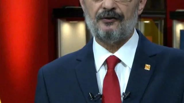 El presidente de Aragón, Javier Lambán, durante su mensaje de fin de año.