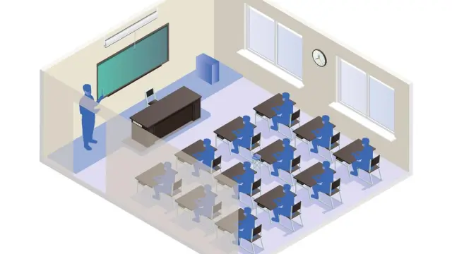 Simulación de un aula.
