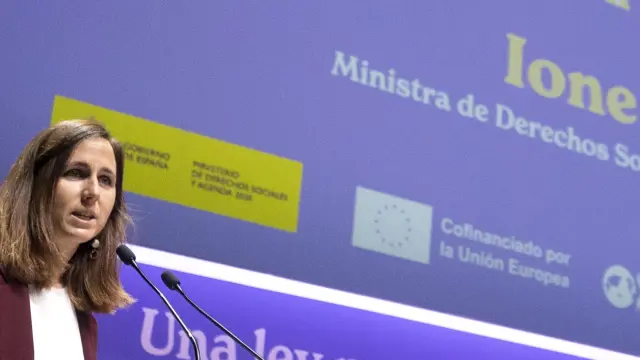 La ministra de Derechos Sociales y Agenda 2030, Ione Belarra, interviene este jueves en la presentación de un Libro Blanco para un nuevo marco nacional sobre apoyo y protección familiar, en Madrid.
