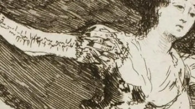 Figura femenina en un grabado de Goya.