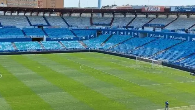 La Romareda, a hora y media de jugarse el Real Zaragoza-Girona de este domingo.