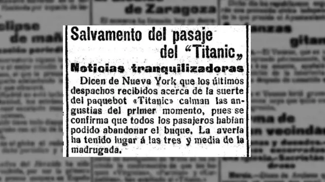 Primera noticia publicada en HERALDO sobre el naufragio del Titanic.