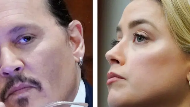 Johnny Depp y Amber Heard durante el juicio